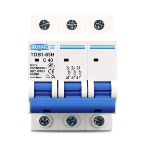 3P, 32A, 63A, Tomzn AC Breaker MCB TOB1-63, C type 230/400V~ 50HZ/60HZ Miniature Circuit Breaker