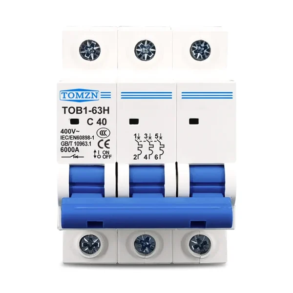 3P, 32A, 63A, Tomzn AC Breaker MCB TOB1-63, C type 230/400V~ 50HZ/60HZ Miniature Circuit Breaker