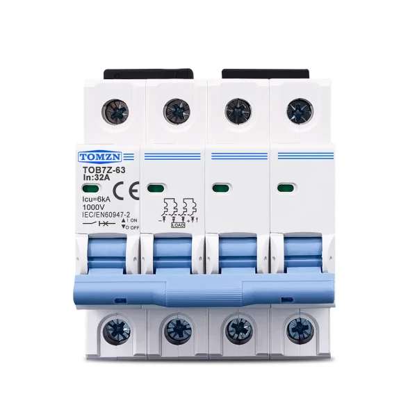 4P DC MCB 1000V, 16A, 20A, 32A, 63A, Direct Current Breaker TOMZN Miniature Circuit Breaker For Solar PV System