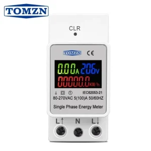 TOMZN 3 in1 din rail AC 110V 220V 100A Voltage Current KWH Electric energy monitor meter VOLT AMP voltmeter ammeter Wattmeter