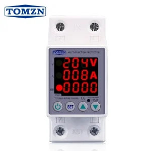 2P VA KWh 63A, VA KWh Control Device, TOMZN Din rail, kwh energy merter, adjustable Over Under Voltage, current limit protection, Relay, VA KWh Protector 2P
