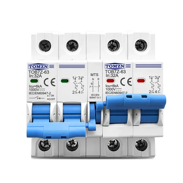 DC MTS 63A 2P+2P, TOMZN, (DC MTS Dual Power Manual transfer switch DC Circuit breakers MCB for PV systems), DC Change Over 63A 2P+2P