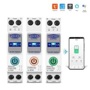 TOMZN TOB9e-63M Ewelink 110V 220V, WIFI Smart Energy Meter Kwh Metering, Monitoring Circuit Breaker, Timer Relay Smart Home 63A, VA Control Device, Relay, VA Protector option, 2P